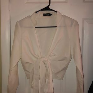White Front Tie Shirt (long sleeve)